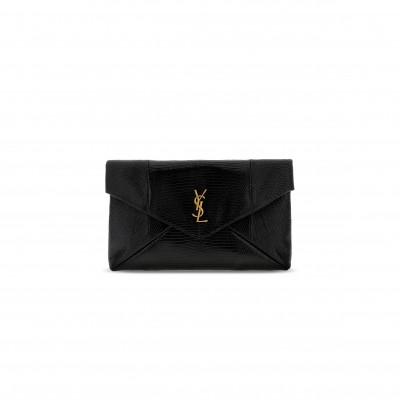 YSL CASSANDRE LARGE ENVELOPE POUCH IN LIZARD-EMBOSSED LEATHER 769307 (29.5*18*4.5cm)
